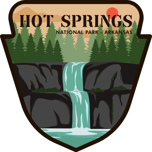 阿肯色州温泉徽章模板图形图片下载