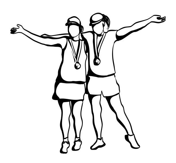 马拉松选手奖牌墨水图片下载