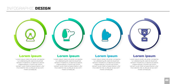 仓鼠轮、狗、猫和宠物奖励标志，商业信息图表模板矢量素材图片下载