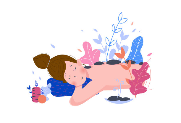 水疗中心服务扁平矢量插画图片下载