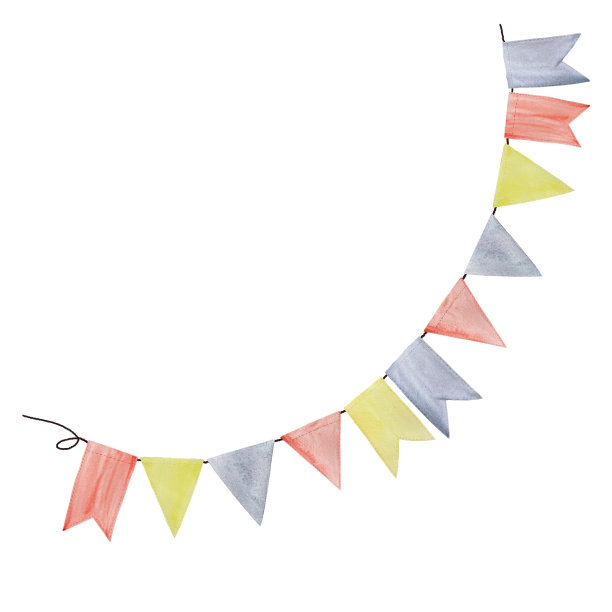 水彩旗花环孤立在白色图片下载