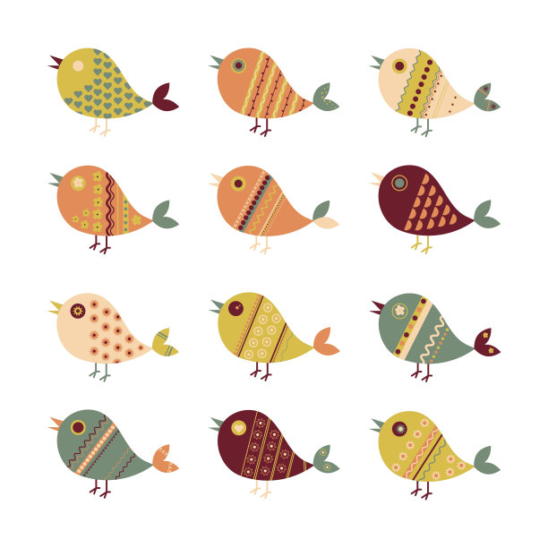 明亮的鸟儿降落了。可爱的抽象鸟。完美的t恤，卡片，海报幼稚的设计。矢量图图片下载