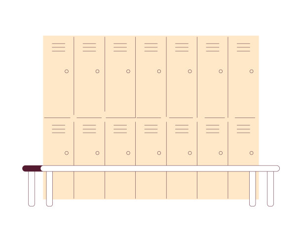 更衣室储物柜半平面颜色矢量对象图片下载