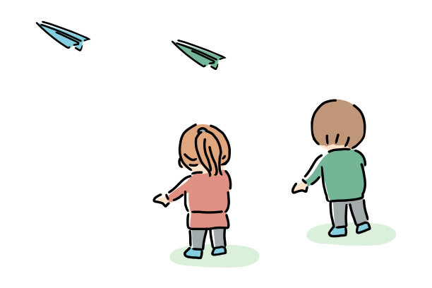 两个孩子在开纸飞机图片下载