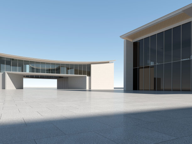 办公楼外空荡荡的广场图片下载