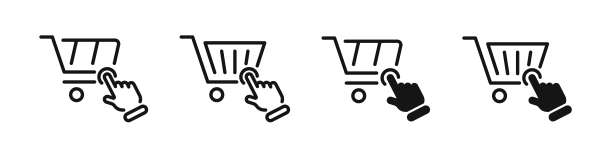 购物车矢量图标。添加到购物车按钮。一组带有购物车图标的网页按钮。网上商店的购买按钮图片下载
