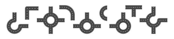 道路矢量图标。公路图标收集。扁平化道路插画图片下载