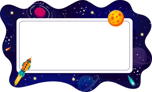 卡通框架与银河空间景观火箭图片下载
