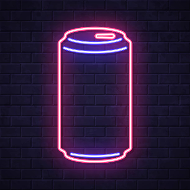 可以。在砖墙背景上发光的霓虹灯图标图片下载