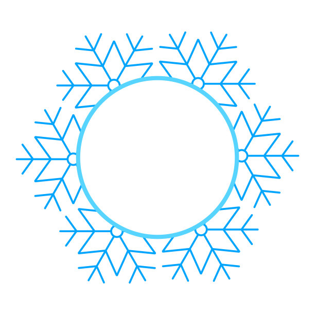 圆形矢量蓝色圣诞冬季框架制成的雪花与文字的地方。完美的文案空间装饰社交网络，照片和贺卡图片下载