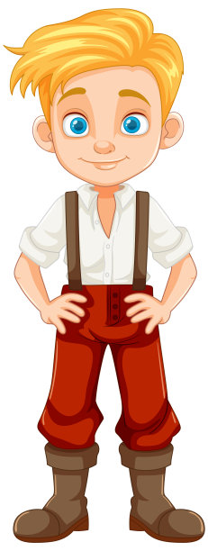 英俊的农民男孩卡通:孤立的卡通人物图片下载
