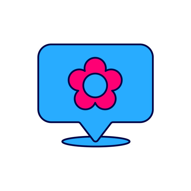 填充轮廓位置与花图标隔离在白色背景上。向量图片下载