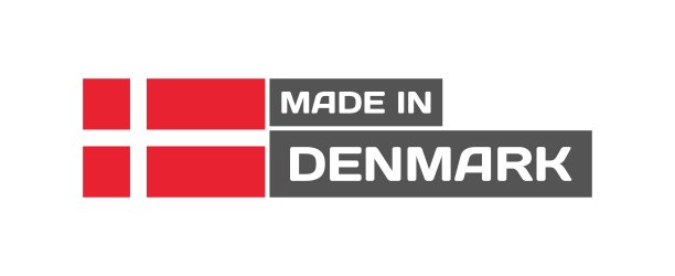 丹麦制造标志。平面，丹麦国旗，图标制作，丹麦国旗。矢量图标图片下载