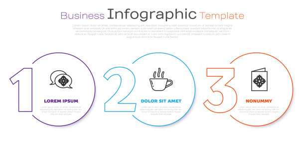 雪花系列，配有语音泡泡，咖啡杯和圣诞明信片。业务信息图表模板。向量图片下载