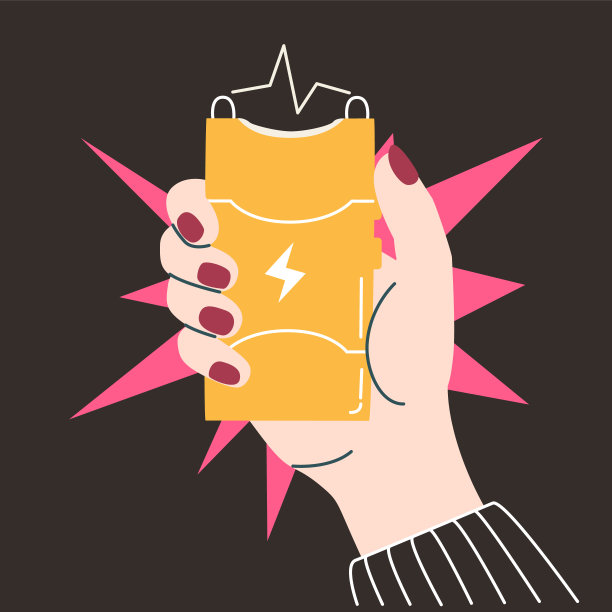 女人手里拿着粉红色的电击枪图片下载