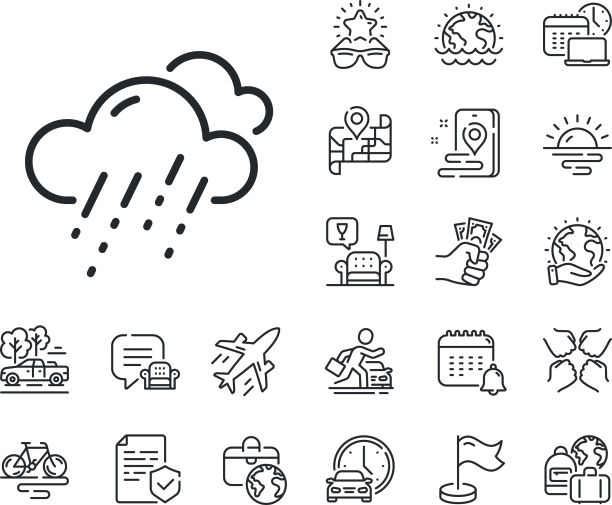 阴雨天气预报线图标云带雨图片下载