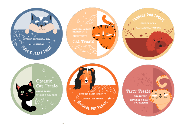 圆形贴纸集自然宠物对待促销图片下载
