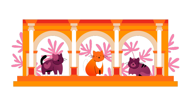 哈德良门和猫-现代色彩图片下载