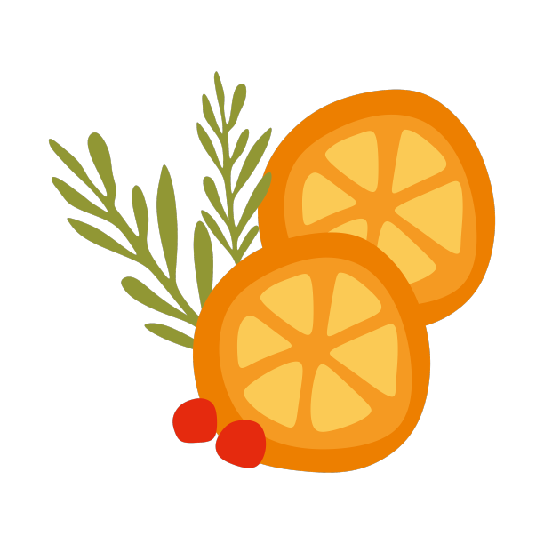 两片橘子片，迷迭香和蔓越莓图片下载