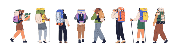 徒步旅行者带着徒步旅行的背包图片下载