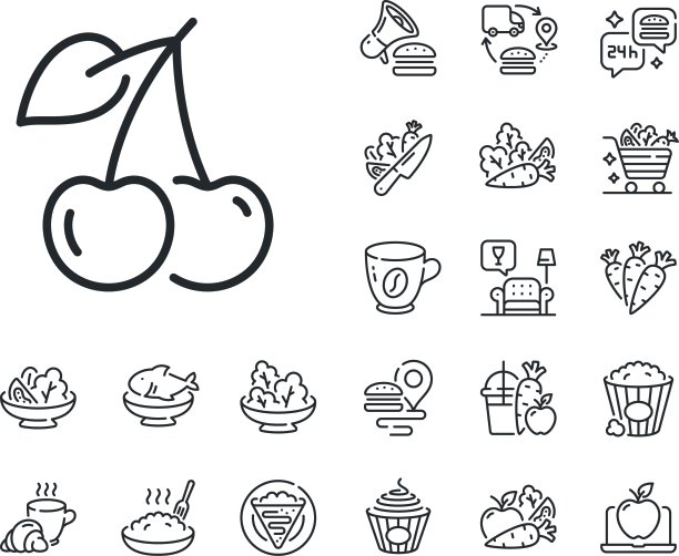 樱桃线图标水果食品标志可丽甜图片下载