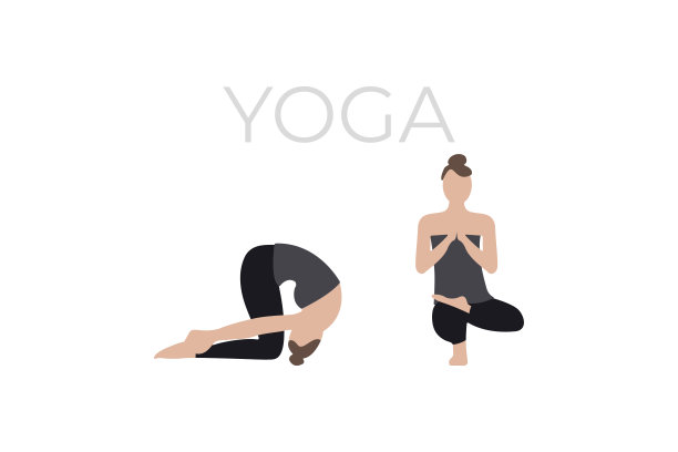 一位年轻女子摆瑜伽姿势。一个版本的瑜伽姿势的字符。图片下载