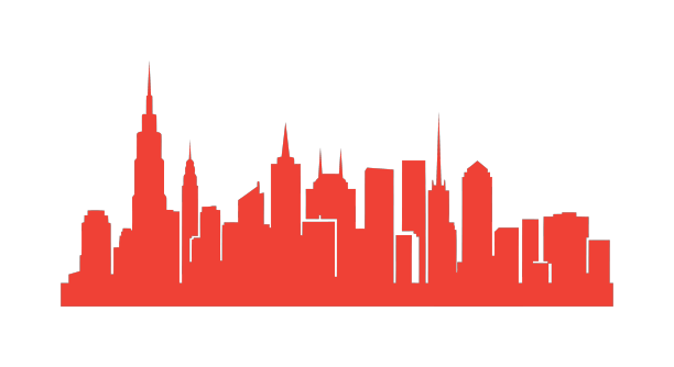 城市景观轮廓的极简主义图标图片下载