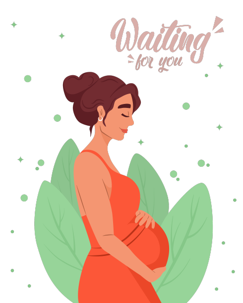 孕妇等孩子的明信片图片下载