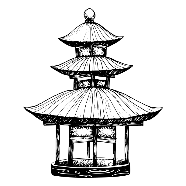 宝塔屋图文黑白图片下载