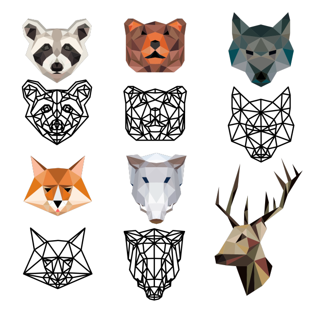 用三角形做成的野生动物头图片下载