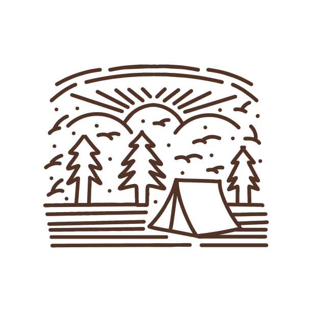 优质单线老式露营野生动物徒步旅行图片下载