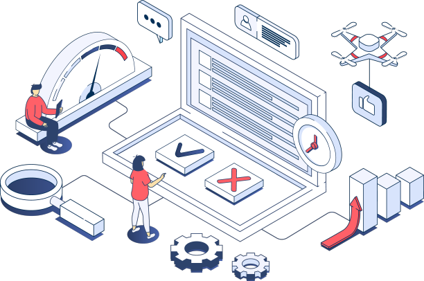 三维等距设计中的网络调查概念图片下载