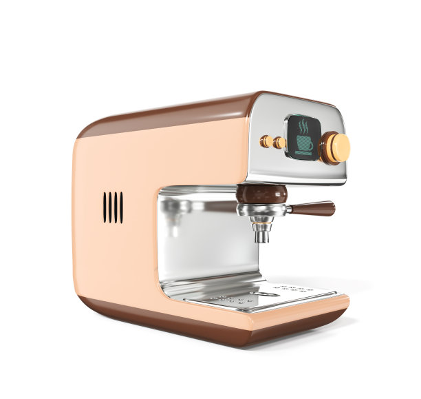 3D渲染卡通咖啡机图标孤立在一个白色的背景图片下载