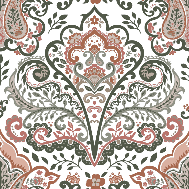 花卉图案与盛开的花朵和叶子图片下载