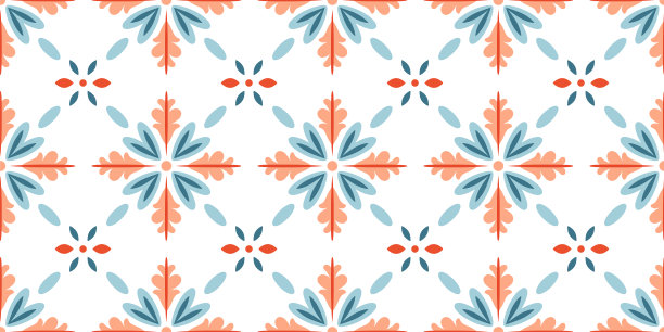 斯堪的纳维亚风格瓷砖。民族矢量无缝花卉图案。用于包装纸的方形几何样块图片下载