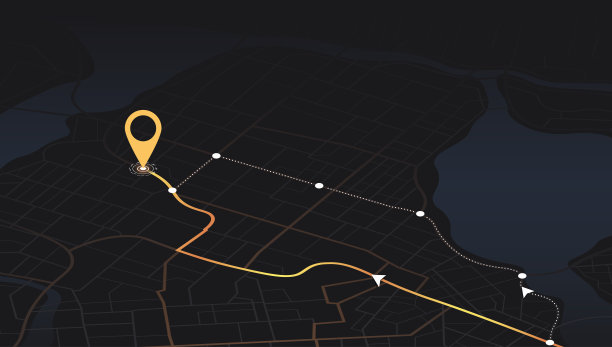 Gps追踪地图。摘要等距定位跟踪仪表板。跟踪导航针在街道地图，导航地图，定位位置针。未来的旅行地图或位置导航矢量图片下载