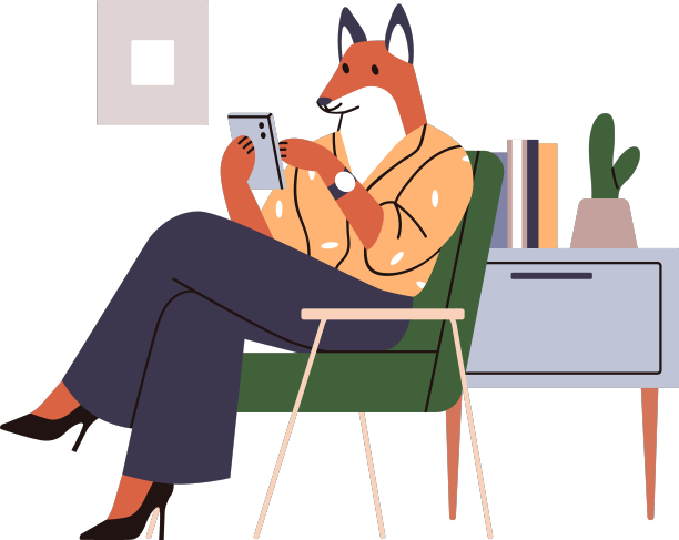 拟人化狐狸角色与手机图片下载