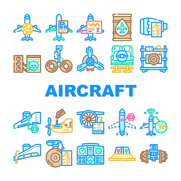 飞机机械航空图标集图片下载