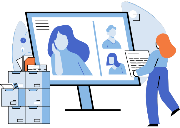 人们在笔记本电脑屏幕上参与图片下载