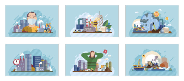 工业污染空气和水图片下载