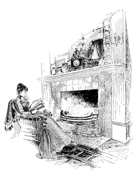 马萨诸塞州汉普顿县的古色古香的图片:一个女人在壁炉前读书图片下载