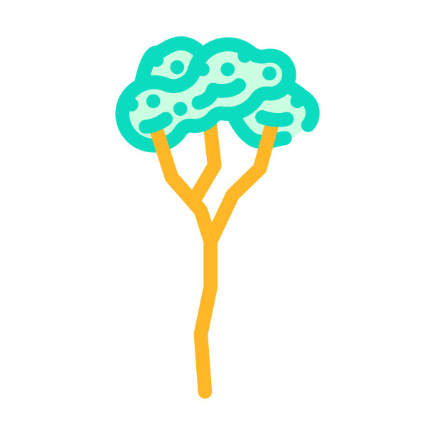 橡胶树丛林亚马逊彩色图标矢量插图图片下载