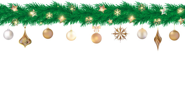 美丽的圣诞舞会。圣诞树。新年插画。节日装饰。雪花。冬天。12月。花环。图片下载