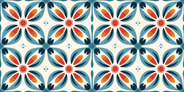 斯堪的纳维亚风格瓷砖。民族矢量无缝花卉图案。用于包装纸的方形几何样块图片下载