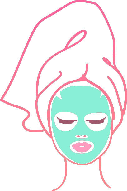 女人的头，用发巾和面膜图片下载