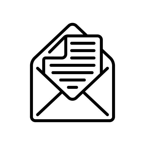 线图标设计阅读或打开电子邮件与笔记纸折叠在顶部角落图片下载