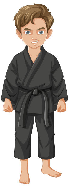 穿着柔道服的卡通男孩图片下载