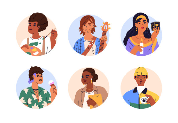 创意人物现代圆头像集图片下载