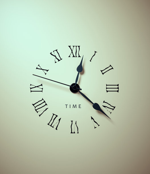 带有罗马数字的时钟。时间的概念。图片下载
