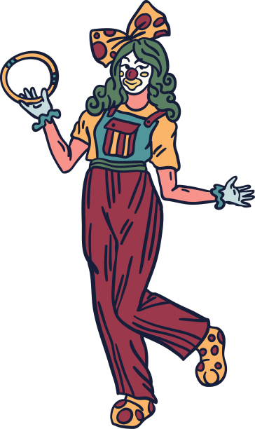 小丑女士马戏团手绘图片下载